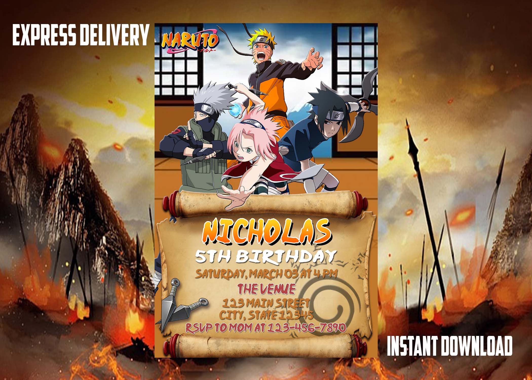Carte Anniversaire Naruto à Imprimer Naruto invitation - Etsy Canada