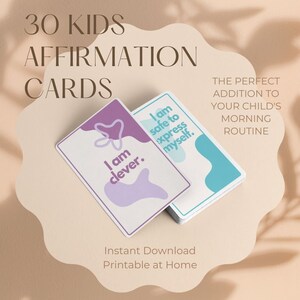 Conjunto de 30 cartões de afirmação infantil | Flashcards de afirmação positiva | Amor próprio das crianças | DOWNLOAD INSTANTÂNEO