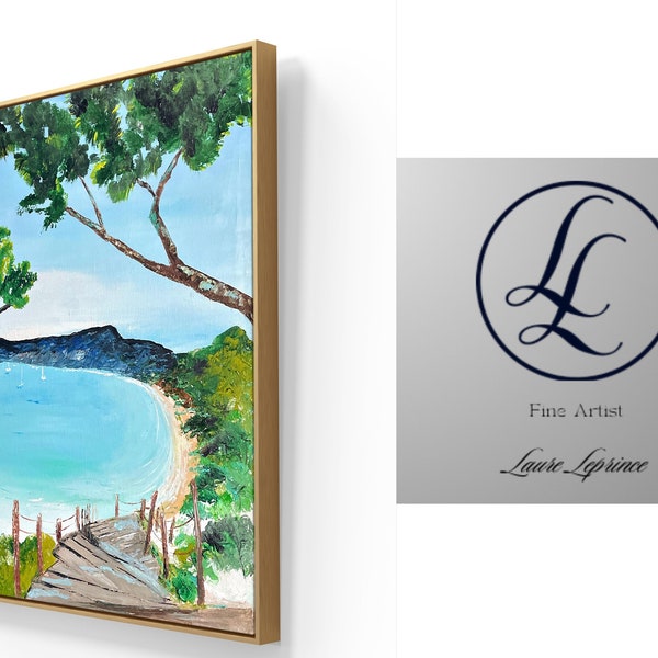 Original oil painting Landscape les îles d’or, Artwork on canvas, wall art, elegant wall art, large wall art, room decor, gift anniversary