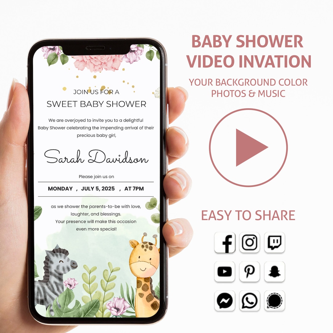 Baby Shower Video Invitation, Cute Baby Shower Invitation, Baby Shower