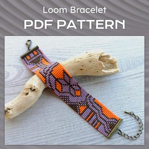 DIY geometric bracelet pattern, Art Deco Beaded loom Bracelet Pattern, Miyuki Delica Bracelet PDF Pattern, Beading instant download, DIY