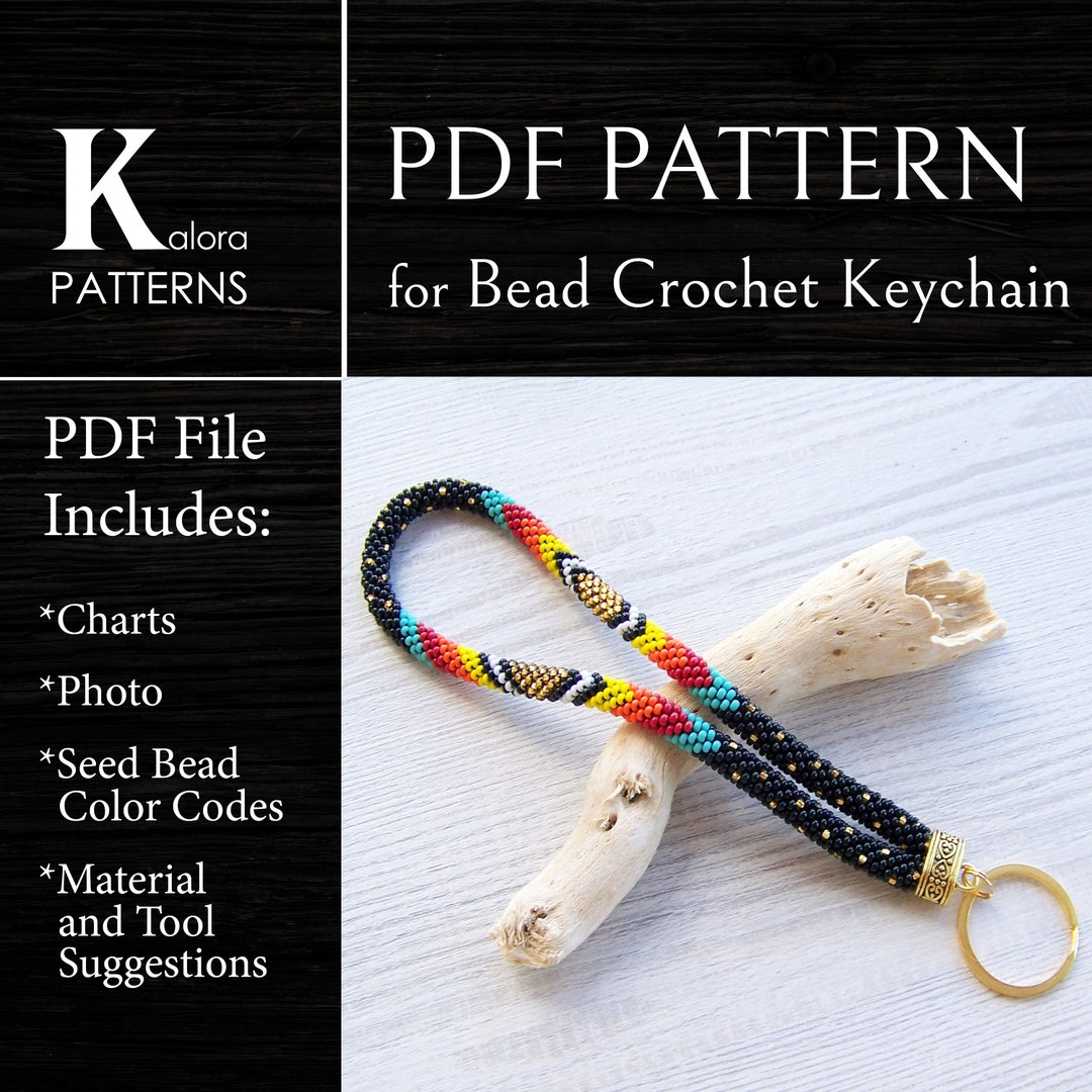 Native Style Key Holder Pattern, PDF Bead Crochet Tribal Wristlet Key ...