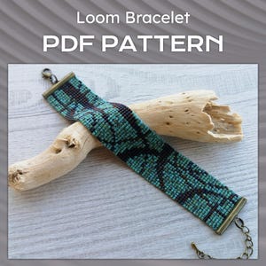 DIY geometric bracelet pattern, Abstract Beaded loom turquoise Bracelet Pattern, Miyuki Delica PDF Pattern, Beading instant download