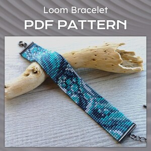 Abstract Beaded loom Bracelet Pattern, DIY blue bubbles narrow bracelet pattern, Miyuki Delica Bracelet PDF, Beading instant download
