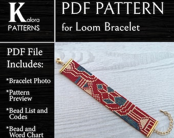 Art Deco Beaded loom Bracelet Pattern, DIY geometric bracelet pattern, Miyuki Delica Bracelet PDF Pattern, Beading instant download, DIY