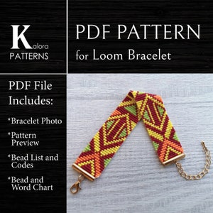 Loom Bead Bracelet Pattern, Geometric Miyuki Delica Bracelet PDF Pattern, DIY Beaded colorful bracelet pattern, PDF Beading instant download