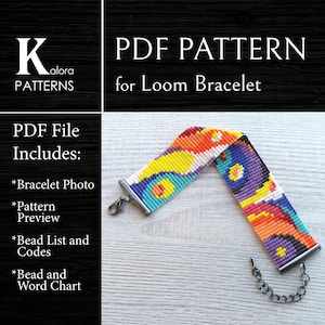 Abstraktes Bunt Perlen Loom Armband Muster, DIY Perlen Armband geometrisches Muster, Miyuki Delica PDF Muster, Perlenstickerei sofort-download