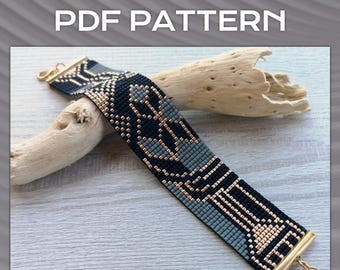 Art Deco Beaded loom Bracelet Pattern, DIY geometric bracelet pattern, Miyuki Delica Bracelet PDF Pattern, Beading instant download, DIY