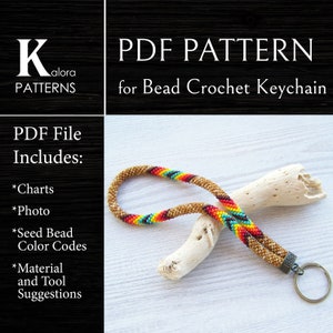 Bead Crochet native Keychain pattern, PDF wristlet key fob, Key holder pattern, PDF DIY Key holder pattern, tribal style key chain