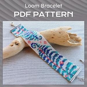 Farn print Armband Muster, Floral Loom Bead Muster, Miyuki Delica Armband PDF Muster, PDF Perlen Handgelenk Manschette soforter Download