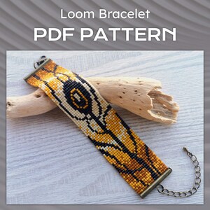 Desert Flower loom bracelet, Abstract Sand Floral Bead jewelry, Miyuki Delica Bracelet PDF, Stained glass print bracelet pattern