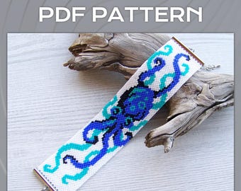 Armbandmuster „Octopus Peyote“ (gerade Anzahl), Miyuki Delica PDF-Muster, Perlenstickerei-Muster „Tier-Wasserlebewesen“ zum Herunterladen