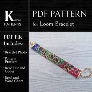 Abstract Beaded loom Bracelet Pattern, DIY geometric colorful bracelet pattern, Miyuki Delica Bracelet PDF Pattern, Beading instant download