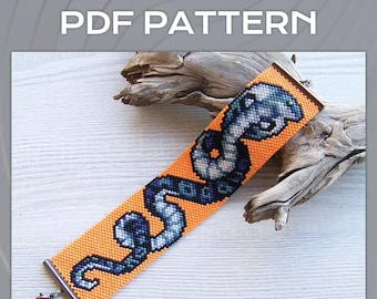 Cobra EVEN count Peyote-armbandpatroon, slangenarmbandpatroon, Miyuki Delica-armband pdf-patroon, peyote-kralengrafiek slangmanchet
