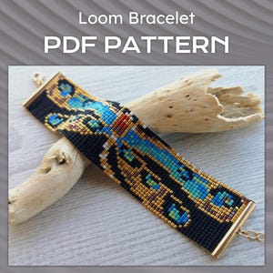 Motif de bracelet libellule brillant, motif PDF Miyuki Delica, motif de bracelet de perles insectes insectes, manchette de perles téléchargement immédiat