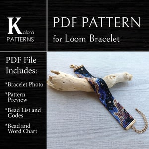 Space Loom Bead Pattern, Nebula cosmos night shiny stars bracelet pattern, PDF Beading instant download, Miyuki Delica Bracelet PDF Pattern