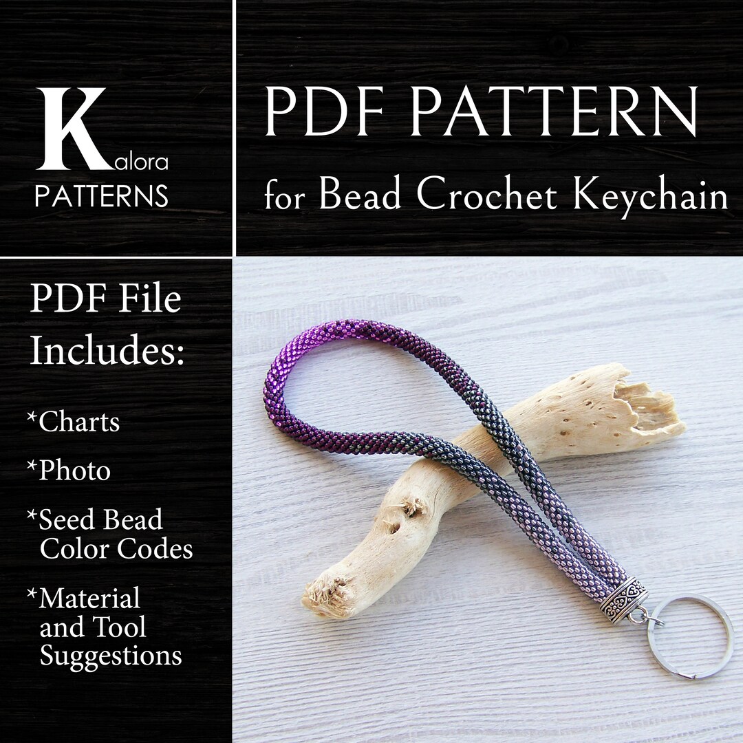Gradient Bead Crochet Keychain Pattern, Ombre Key Holder Pattern, PDF ...