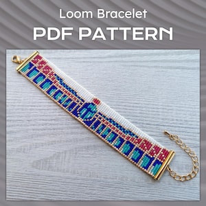 Egyptian motif loom Bracelet Pattern, DIY scarab beetle beaded pattern, Miyuki Delica Bracelet PDF Pattern, Ancient Egypt Sun God pattern