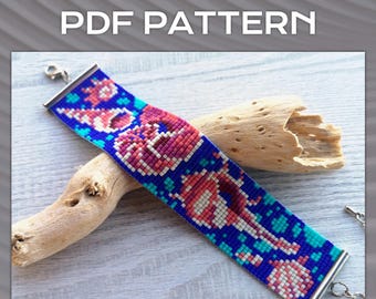 Seashell Loom Bead Pattern, Aquatic Beach print jewelry, Miyuki Delica PDF Jewellery Pattern, DIY Sea Shell Marine bracelet Adult Craft