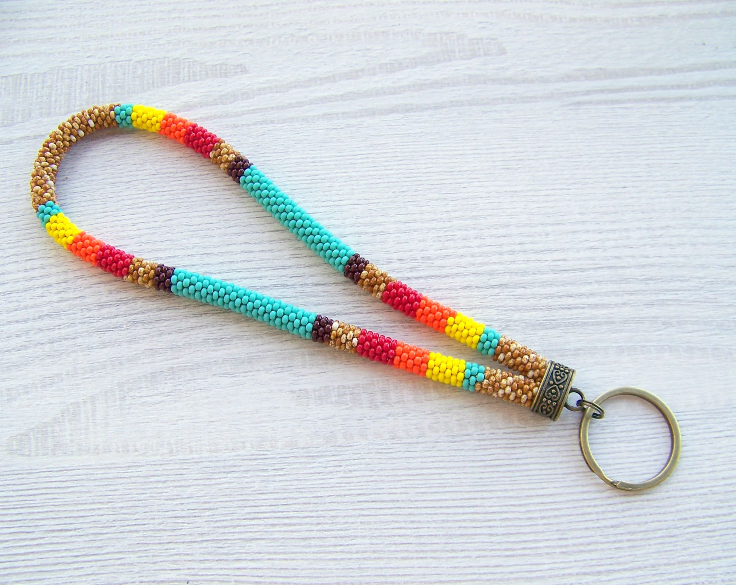 PDF DIY Seed Bead Key Holder, Beaded Crochet Pattern for Wristlet