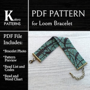 DIY geometric bracelet pattern, Abstract Beaded loom turquoise Bracelet Pattern, Miyuki Delica PDF Pattern, Beading instant download