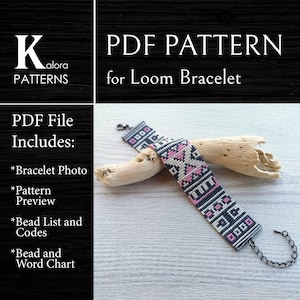 Beaded loom Bead Pattern, DIY geometric pastel bracelet pattern, Miyuki Delica Bracelet PDF Pattern, PDF Beading instant download