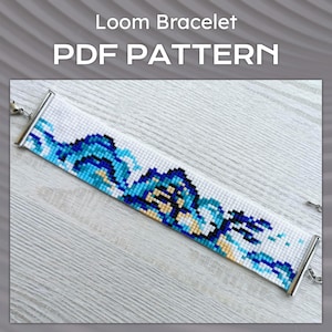 Beaded loom Bracelet Pattern, Traditional Asian Mountain Painting pattern,  DIY Miyuki Delica PDF, Chinese landscape art instant download