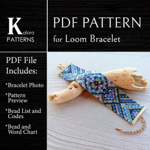 Beaded loom Bead Pattern, DIY geometric bracelet pattern, Miyuki Delica Bracelet PDF Pattern, PDF Beading instant download