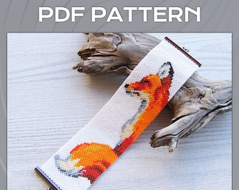 Fuchs-Peyote-Armbandmuster mit gerader Perlenanzahl, Miyuki Delica Perlenstickerei (PDF-Download)