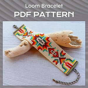 Ethno-Stil Loom Perlen Armband Muster, Native Tribal Miyuki Delica Armband PDF Muster, DIY Perlen bunte Armband Muster