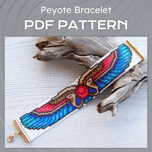 Mönster för Peyote-armband med greve, mönster för solguden i det forntida Egypten, Miyuki Delica-armband i PDF-format, peyote-armband i egyptiskt motiv i PDF-format