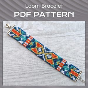 Geometric Loom Bead Bracelet Pattern, Miyuki Delica Bracelet PDF Pattern, DIY Beaded colorful bracelet pattern, PDF Beading instant download