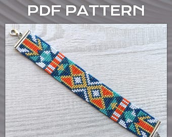 Geometric Loom Bead Bracelet Pattern, Miyuki Delica Bracelet PDF Pattern, DIY Beaded colorful bracelet pattern, PDF Beading instant download