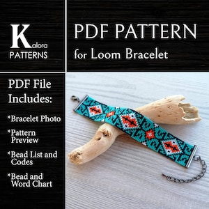Geometric Loom Bead Bracelet Pattern, Native Miyuki Delica Bracelet PDF Pattern, DIY Beaded colorful bracelet pattern, PDF Beading jewelry