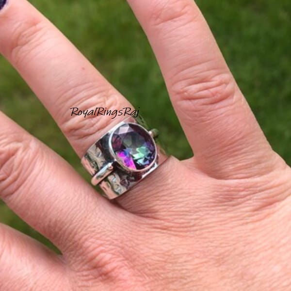 Mystic Topaz Ring, 925 Silver Ring, Gemstone Ring, Handmade Ring, Women Ring, Boho Ring, Promise Ring, Gift For Her, Women Jewelry , Antique