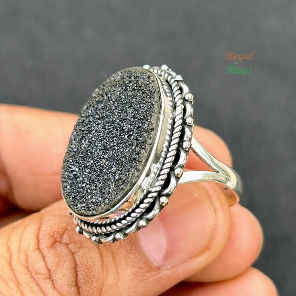 Titanium Druzy Handmade Ring - Sparkling Elegance and Unique Brilliance