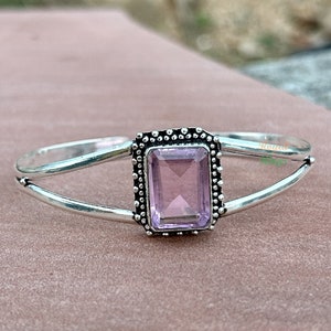 Rose Quartz Handmade Bangle - Love&#39;s Embrace and Boho Elegance