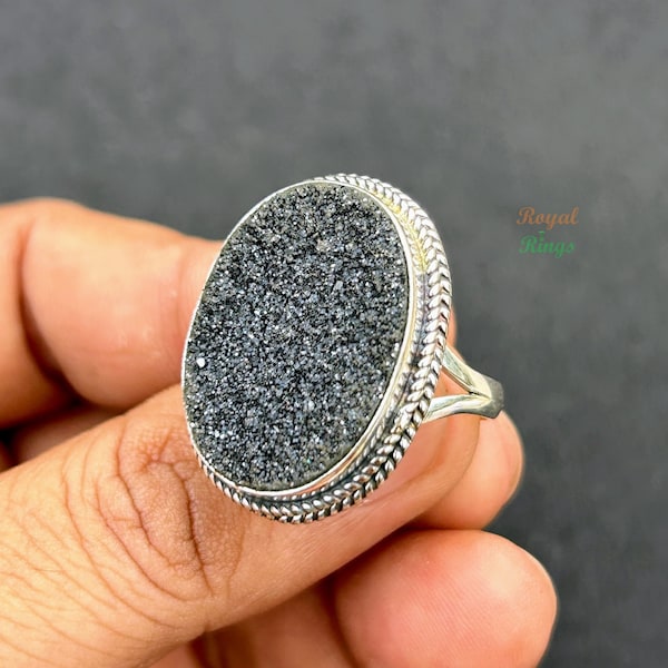Titanium Druzy Handmade Ring - Sparkling Elegance and Unique Brilliance