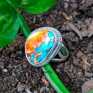 Oyster Copper Turquoise Ring , 925 Sterling Silver Ring , Wedding Ring , Promise Ring , Gift for Women , Silver Jewelry, Gift for her