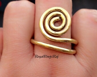 Handmade Brass Jewelry Ring, Meditation & Band Ring, Beautiful Brass Wire Ring, Pure Brass Ring, Adjustable Spring Brass Ring, Gift For Her,