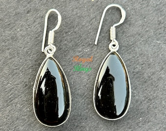 Black Onyx Earrings - Timeless Elegance and Boho Chic, Jewelry Ring, Anniversary Gift Earrings, 925 Sterling Silver Earrings, Gift For Her
