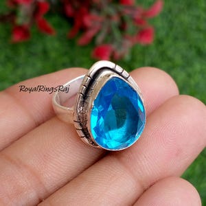 Blue Sapphire Ring, 925 Sterling Silver Ring, Handmade Ring, Gemstone Ring, Statement Ring, Fidget ring, Unisex ring, Gift for Christmas