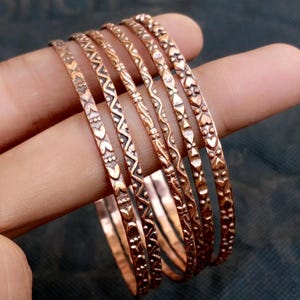 Pure Copper Bangles, 6 Set Of Bangles, Copper Jewelry Bangle, Copper Bangle Set, Simple Copper Bangles, Thin Copper Wire Bangle, Lovely Gift