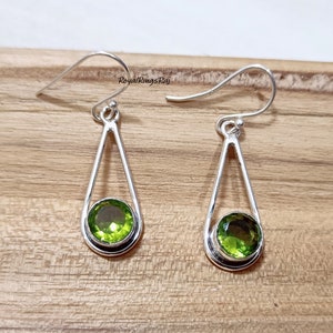 Peridot Earrings, 925 Silver Sterling Earrings, Handmade Earrings, Dainty Peridot Earring, Christmas Gifts, Gift For Her, Gemstone Earring