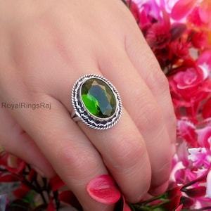 Designer Ring, Peridot Gemstone Ring, Handmade Ring, Stacking Ring, 925 Sterling Silver Ring, Worry Ring, Statement Ring, Birthday Gifts