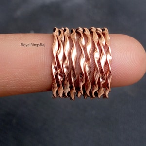 100% Pure Copper Wire Ring, Set of 9 Stacking Pretty Ring, Handmade Copper Jewelry Ring, Statement Thine Ring, Anxiety Ring, Lovely Ring,