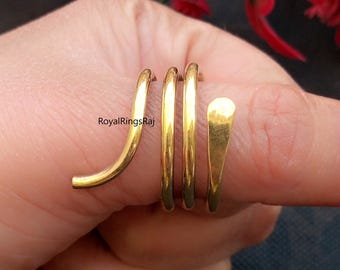 Meditation & Band Ring, Gift For Her, Beautiful Brass Wire Ring, Pure Brass Ring, Adjustable Spring Brass Ring, Handmade Brass Ring,