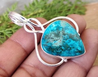 Natural Shattuckite Pendant, Handmade Pendant, Shattuckite Jewelry, Solid 925 Sterling Silver Pendant, Multi Gemstone Color