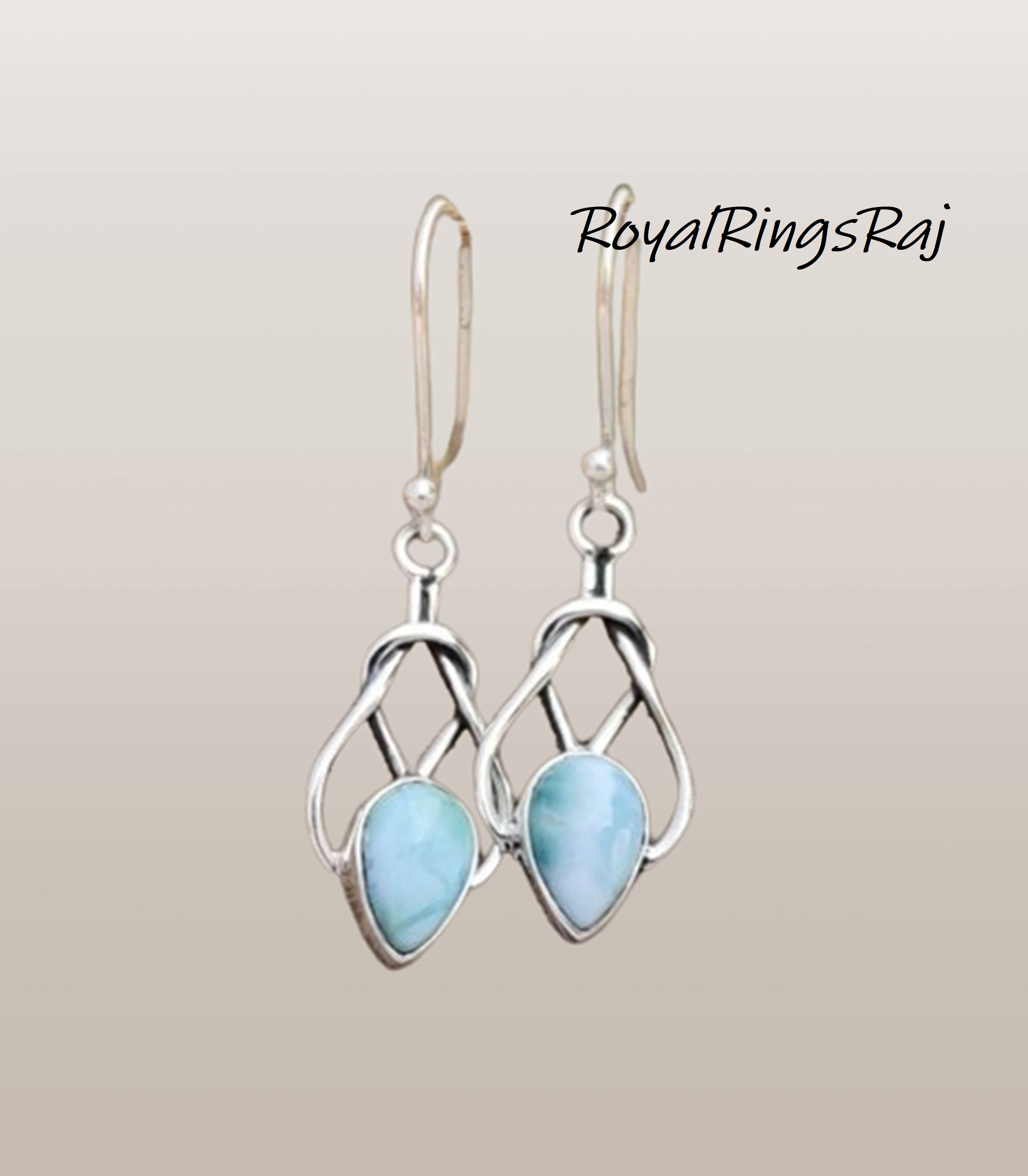 Pendientes De Oro Con Larimar, Con Piedras Preciosas De Punta