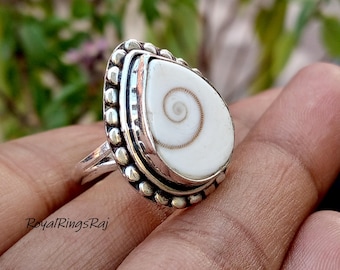 Designer Shiva Eye Shell Gemstone Ring, 925 Sterling Silver, Handmade-Statement Ring, Unisex Ring, Classic Gemstone Ring, Gift For Christmas